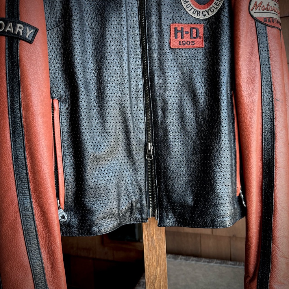 Ladies Harley-Davidson Black and Orange Legendary Jacket - Picture 9 of 9